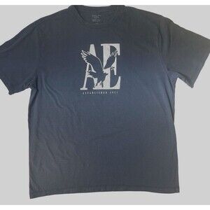 American Eagle Super Soft Mens Logo T-Shirt Large Navy 2023 Casual Ombre